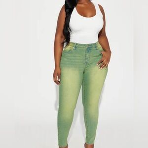 🆕fashion nova Green Women's Jeans tinted